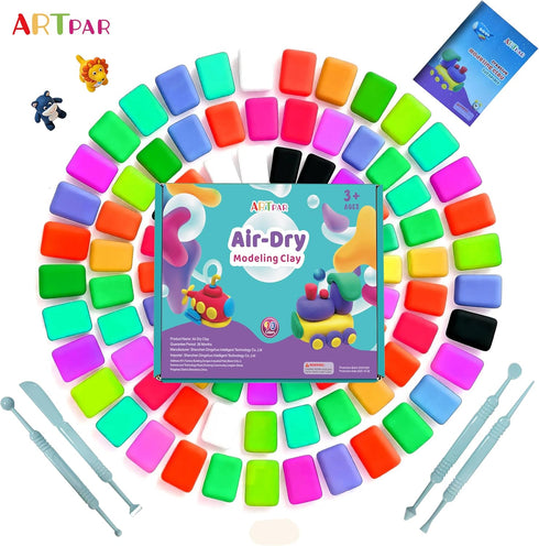 Kids,90 3-12 ARTPAR Air Dry Clay for Colors Modeling Model Magic Clay,DIY Molding Clay Starter Kit with Sculpting