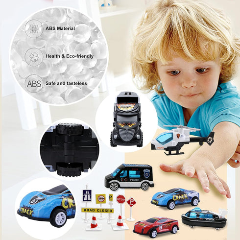 JODUDLR 3-4 Set 12 3-7 Toddler Toys for Year Old Boys,Large Transport Cars Carrier Truck Toys with Die cast Vehicles