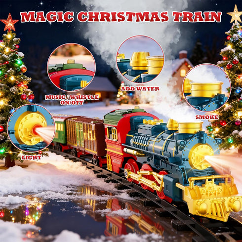 Set Set Set 3 4 5 6 7 8+ Train - Train Toys for Boys with Smokes, Lights and Sound, Toy Train for Under Christmas Tree