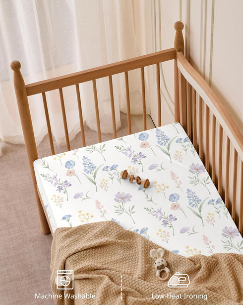 52x28Standard 4 Pack Crib Sheets Girl, Toddler Bed Sheets Fitted for Crib and Toddler Mattresses, Soft Breathable