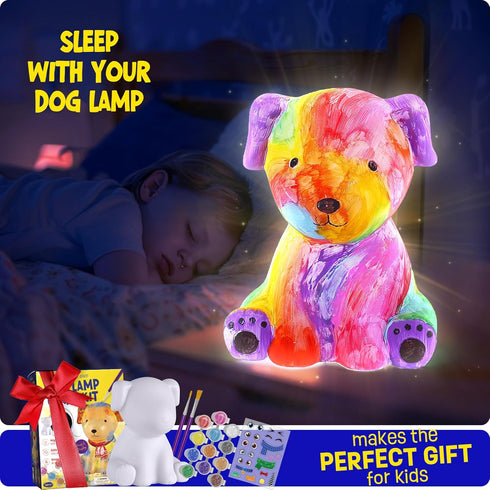 8-12, 3 4 5 6 7 8 9 10 11 12+ LAOESE Paint Your Own Dog Lamp Kit, Art Supplies Painting Kits for Kids, Arts and Crafts