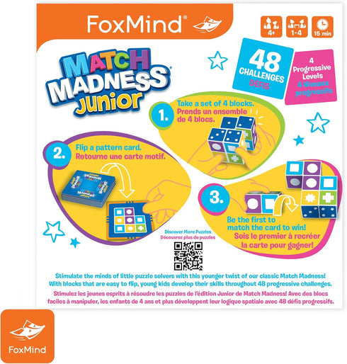 FoxMind Games Match Madness Junior - A Pattern Matching Puzzle Game for Ages 4+, Play with up to 4 Players