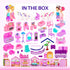 Dollhouse with 4 Princesses, 4 Unicorns, Dog, Furniture & Accessories - Pink and Purple Dream Toy for Girls Ages 2-7