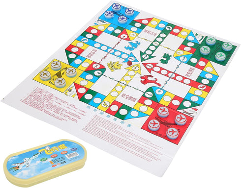 Flight Chess, Portable Aeroplane Chess Game Set with Oval Box, Leisure Sports Supplies