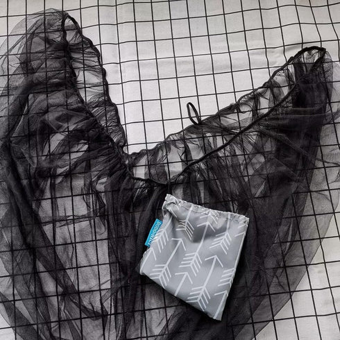 Stroller Mosquito Net for Baby - Sewn in Pouch, Toddler Net with Storage Bag, Black