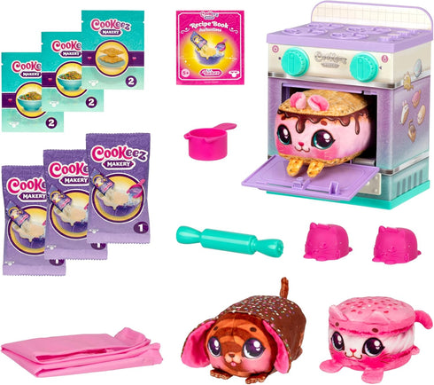 Playset, 3 3 The Cookeez Makery Lil' Bakez Multi Pet Comes to Mix & Make Bakes, Includes Non-Electric Scented Plush