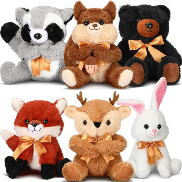 Syhood 6 Pieces Woodland Stuffed Animal Set - 11.8 Inch Plush Woodland Toy for Baby Shower, Animal Themed Parties,