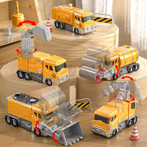 WATUDOU 5-7, 5-in-1 5 6 7 8 4-8 Toys for Ages Take Apart Construction Vehicle Trucks Transform to Robot, Year Old Boy