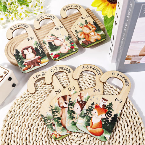 Closet 7PCS Closet 24 Animals Baby Dividers, Wooden Baby Clothes Dividers for Organizers, Newborn to Months Home