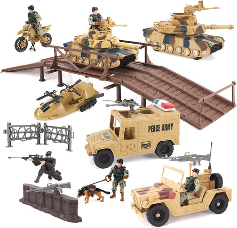 Liberty Imports Military Toys Army Action Combat Zone, 42 Piece Huge Playset with Tanks and Accessories
