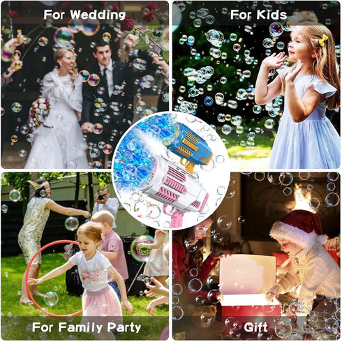 Bubble Machine Automatic Bubble Gun, Summer Beach Bubbles Blower for Kids Age 3-12, Birthday Wedding Party Favors Gifts