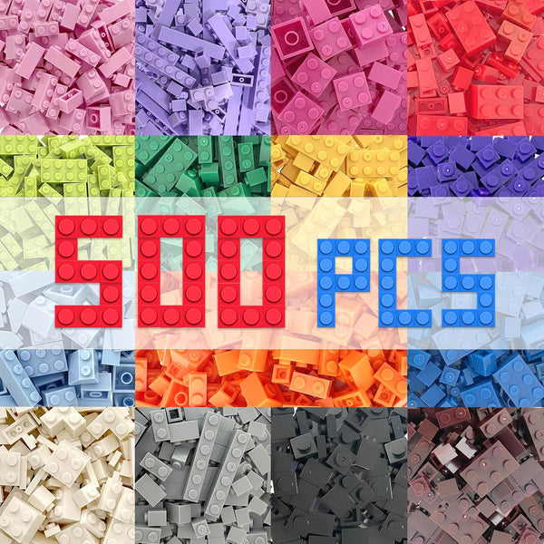500 Pieces Classic Building Bricks Set in 15 Colors and 12 Shapes, Educational Toy Gift for Kids