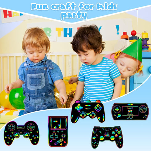 60 Pieces Video Game Scratch Cards, Funny Gamer Party Favors, Scratch Crafts for Birthday Goodie Bag and DIY Activities