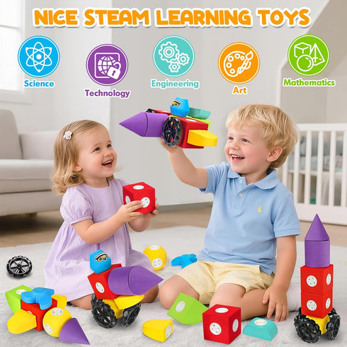 15 3 4 5 6+ Hodurgyi PCS Magnetic Foam Blocks, STEM Preschool Toys for Children, Magnetic Building Blocks for Toddlers
