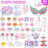 Set 63Pcs Sets Playset, Tea Party for Little Girls: Pretend Play Toys, Unicorn Princess Dress Up Tea Time, Tin Tea