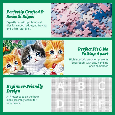 HQXXJW 300 300 (20.5" 15") Piece Puzzle for Adults, Jigsaw Puzzle, Cute Kittens with Milk, Cake and Fruits, Jigsaw