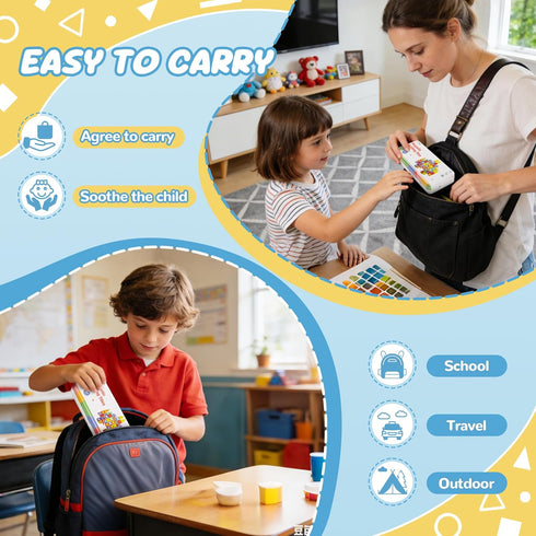 80 3 4 5 6 7 8 cossy Mini Magnetic Tiles, PCS Magnet Tiles Travel Toys with Iron Box, Travel Magnetic Tiles