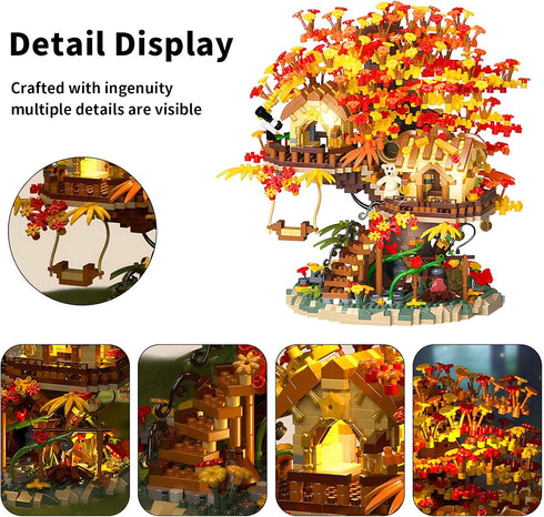 HJPLPXH Set Kids2725 Cherry Blossom Bonsai Tree House Building Blocks Plants Flowers Treehouse Architecture Micro Mini