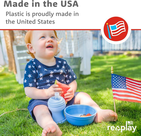 Re-Play 12 Oz. Toddler Bowls for Snack and Everyday Dining - Set of 3, Dishwasher and Microwave Safe, Made in USA