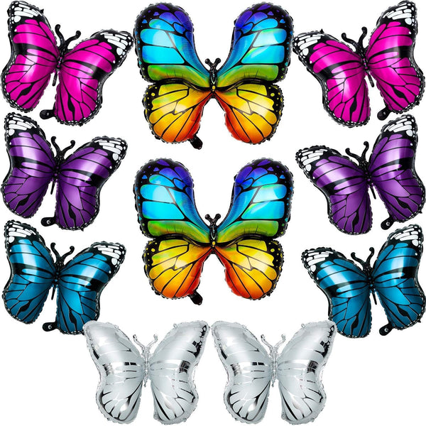 Sumind 10 Pcs Butterfly Balloons, Helium Foil Balloon Kit for Butterfly Party Supplies and Birthday Decoration