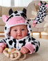17-Inch 3+ 4 5 6 7 8 9 BABESIDE Baby Doll Girl - Soft Body Realistic Baby Doll with Blue Eyes and Cow Outfit