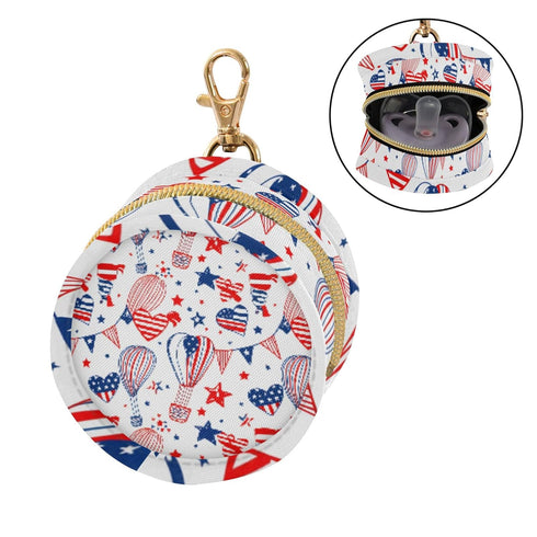 PYBUG Independence Day Round Pacifier Storage Case, Polyester & TPU Lined with Hook Buckle, Pacifier Container Box