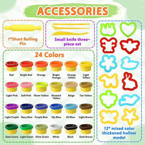 Mythcloud 24 Pack 16 3 4 5 6 7 8+ Stocking Stuffers for Kids - Colors DIY Playdough Bulk Classroom - Christmas Stocking