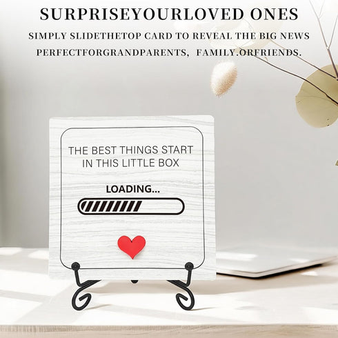 Ivory White Wooden Pregnancy Announcement, Something Beautiful Is Loading, Ultrasound Frame Keepsake Box, Baby Birth