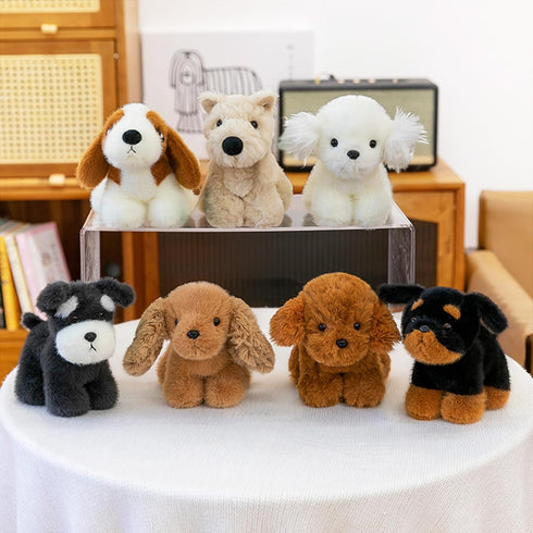 Basset PEACH CAT Hound Dog Stuffed Animal Cute Puppy Plushies Small Plush Toys Gifts for Kids White
