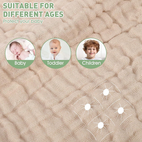 2 Pack 32 32 Inches, Synrroe Hooded Muslin Cotton Baby Towels (Green/Brown), by Ultra-Soft & Breathable for Baby Bath