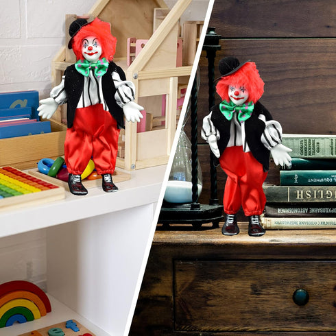 Maxyoung 9 Inch Porcelain Clown Doll - Vintage Collectible Figure, Hand Painted Toy, Movable Joints