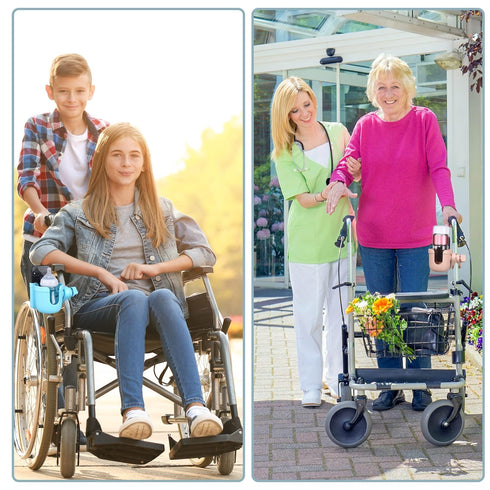 Suranew Universal Stroller Cup Holder, Adjustable Drink Holder with Phone Holder for Baby Stroller, Wheelchair, Walker
