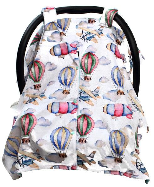 Dear Baby Gear Deluxe Car Seat Canopy - Infant Car Seat Cover - Opal Blue 40"x30" - Covers for Car Seats (Airplanes,