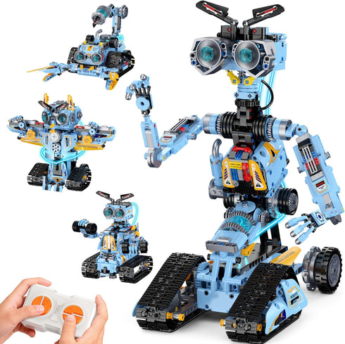 zinat 4-in-1 STEM Robot Building Kit with Remote Control, Multiple Robot Designs, Educational