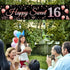 16th Birthday Decorations, Rose Gold Happy Sweet Sixteen Banner Party Supplies for Girl's 16 Year Old