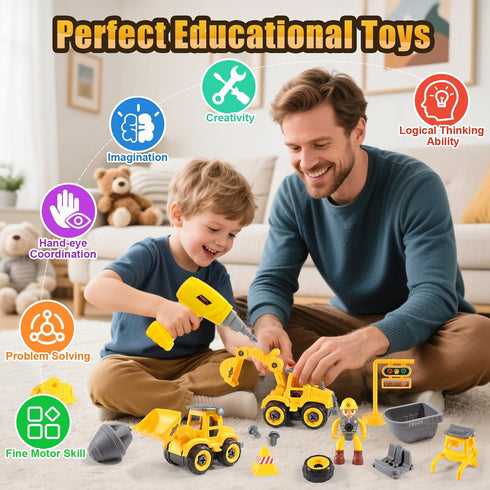 3-5: 2 3 4 5 LUDILO Toddler Kids Toys Boys Mini DIY Assembly Stem Learning Educational Building Toy Cars with Electric