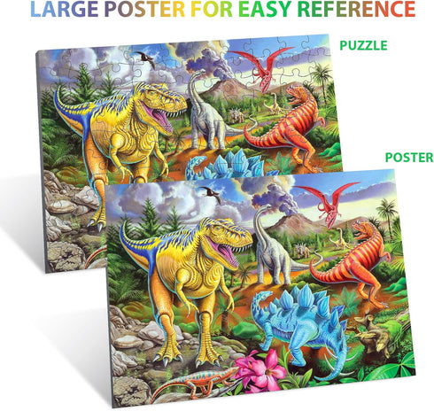 Puzzles for Kids Ages 4-8, 6-8, 8-10, Kids Puzzles 100 Piece Big Dinosaur Floor Jigsaw Puzzle for Kids Children Educational Puzzles Toys for Young Boys and Girls