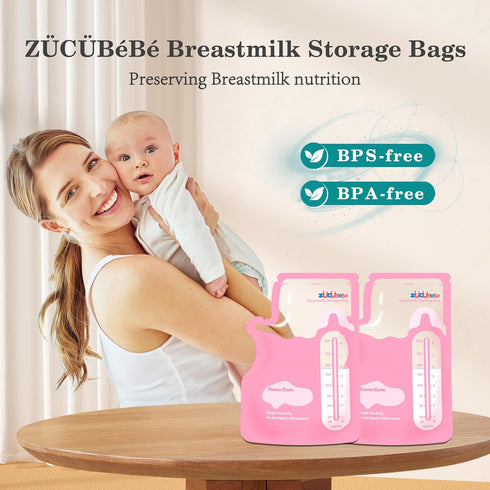 ZCBB Bags(50 Count)8oz Breastmilk Storage Milk Storage Bags for BreastfeedingBPA Free with Easy Pour Spout, Self
