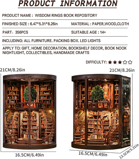 Spilay DIY Miniature House Kit, Miniature Dollhouse Kit with LED Light, Mini House Building Kit Book Nook for Adult
