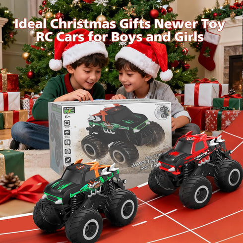 1:16 6+,Red HOMETALL Amphibious Remote Control Car Monster Truck Toys - All Terrain RC Trucks High Speed RC Cars