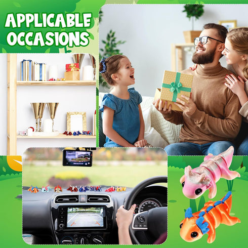 Honoson 24 3D 3D Pcs Printed Axolotl Fidget Toy Printed Small Animal Toy Flexible Cute Articulating Pet Stress Relief