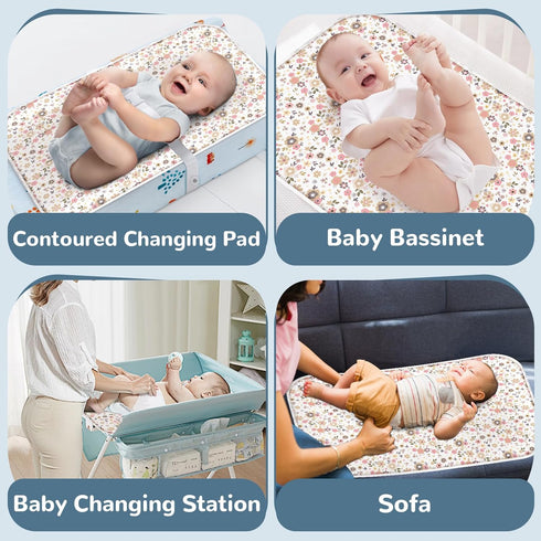 31.5" 21.5" Use(Floral2) Baby Diaper Changing Pad x Extra Large Waterproof Absorbent Portable Changing Mat, Reusable