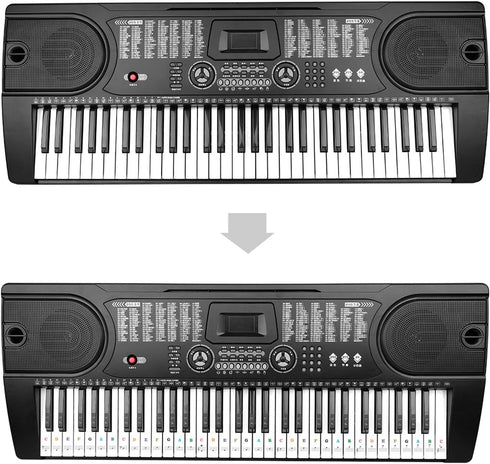 Eison Colorful Piano Stickers for Keys - Removable 88/61/54/49/37 Full Set Stickers, Great Children's Gift