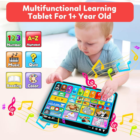 Peacurh 1, 2, 3 (12-18 Trilingual Learning Toy Tablet with Music & Sound, Montessori Speech Musical Therapy Toys, Gifts