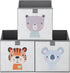 Navaris Kids Storage Cubes (Set of 3) - 11x11x11" Animal Designs - Children's Fabric Organizer Bin - Beige