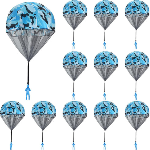 10 Pcs Parachute Toy, Camo Blue Parachute Men Toy, Tangle Free Throwing Hand Throw Outdoor Flying Gifts