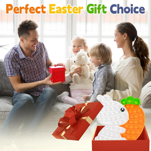 Woplagyreat Easter Fidget Toys, Bunny Carrot Easter Basket Stuffers for Kids Toddler,Puzzle Bubble Sensory Popper