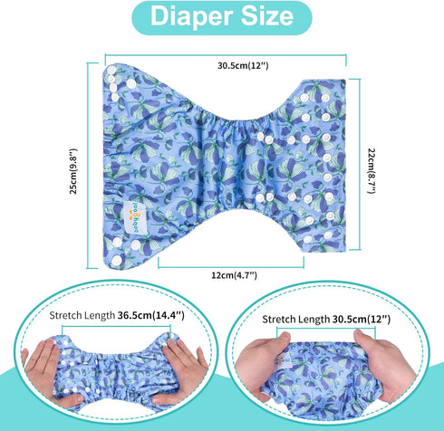 Pack 13 5-12lbs 6 Pack 6pcs babygoal Newborn Cloth Diapers of for Preemie Girl, Cloth Diaper Covers with Inserts