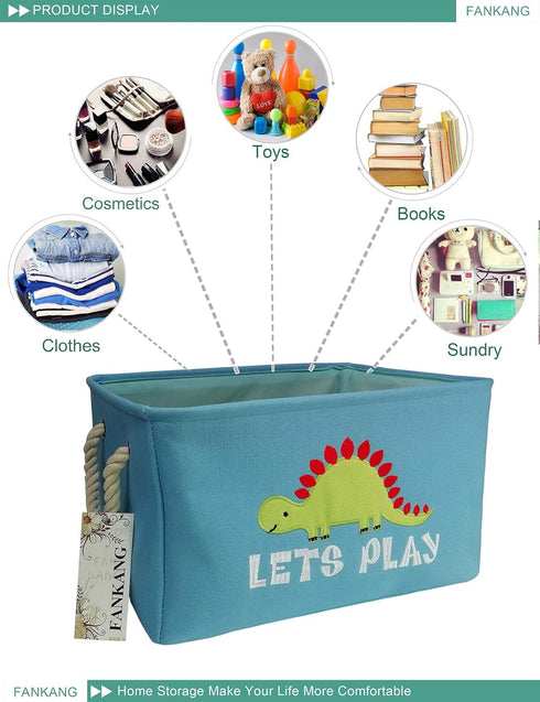 FANKANG Rectangular Laundry Basket - Nursery Storage Fabric Bin Hamper, Gift Baskets (Single Dinosaur)