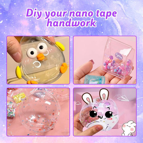 62 Pcs Nano Tape Bubble Kit, Double Sided Elastic Adhesive Bubbles, DIY Stress Balls Toys for Kids Crafts Party